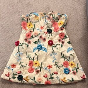 Floral Embroidered Strapless Dress - Taylor swift vibes!